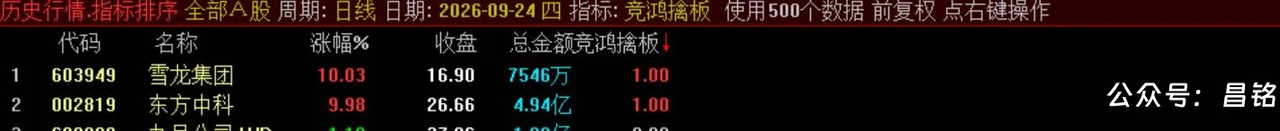 【竞鸿擒板】竞价排序选股 快速从全市场筛选当日冲高潜力标的，信号结果全天不变电脑手机端能使用
