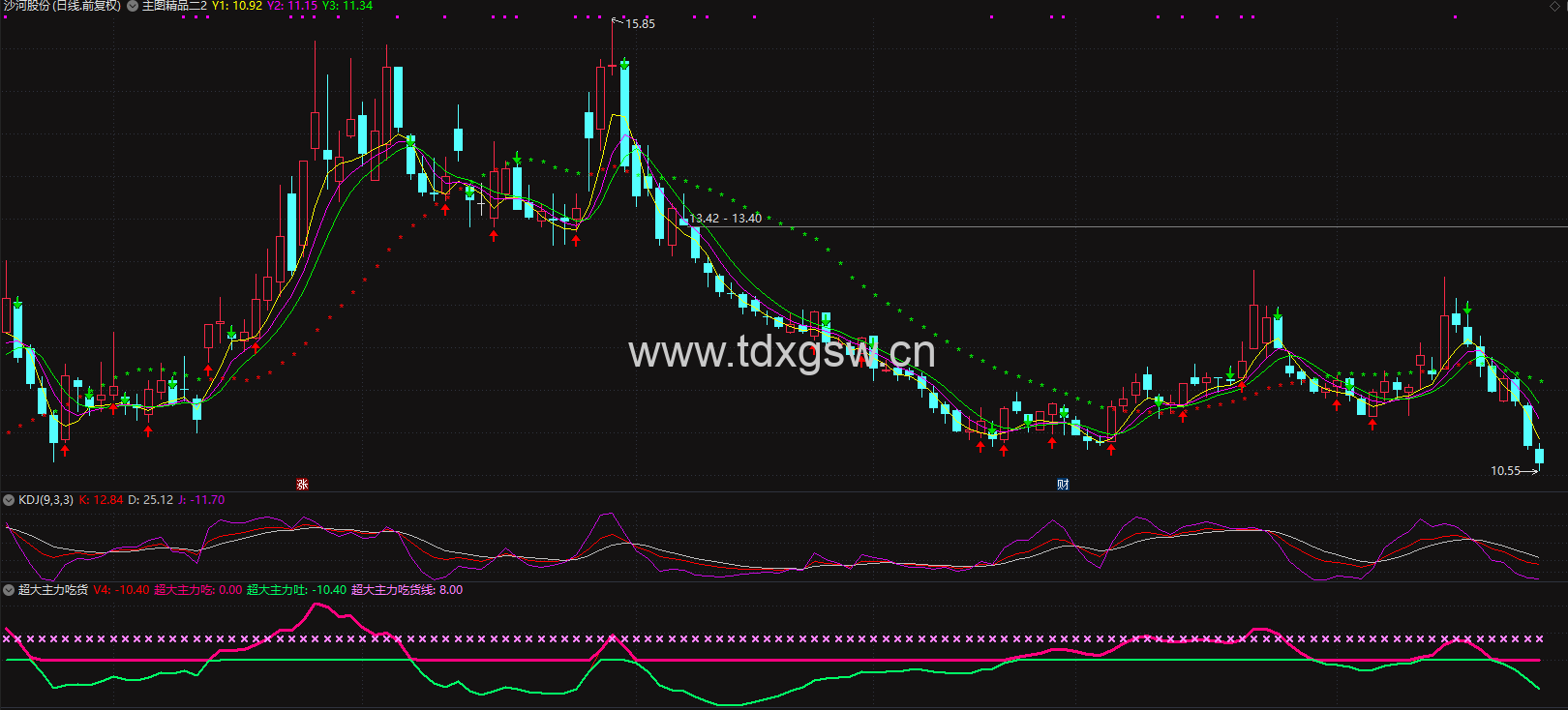 通达信超大主力资金吃吐线副图指标 源码