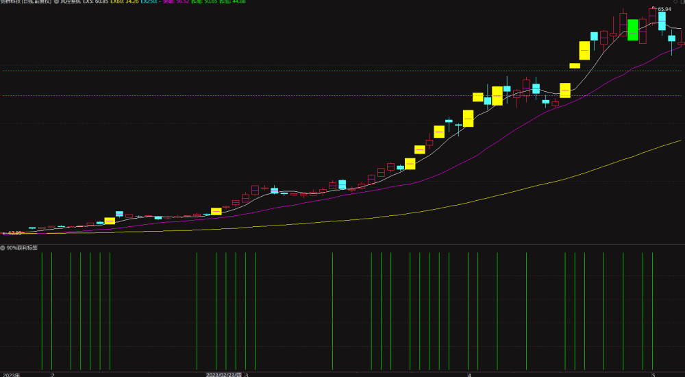 通达信90%获利标签副图指标 源码分享