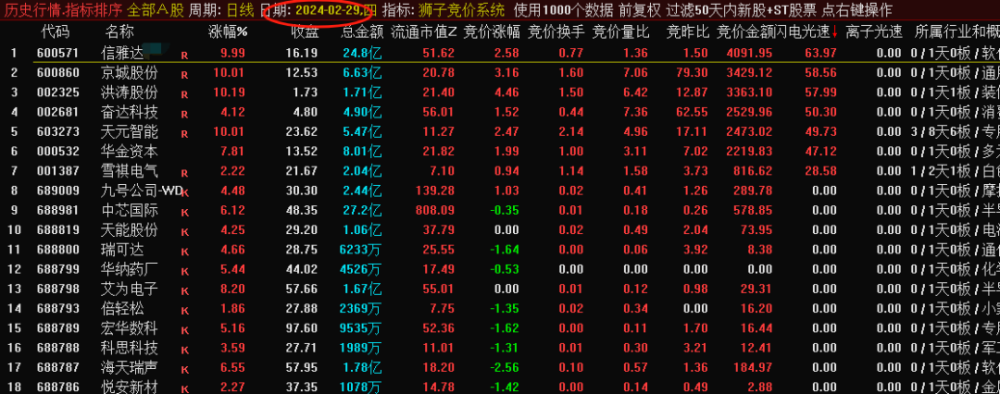 狮子竞价系统排序指标可以回测历史数据