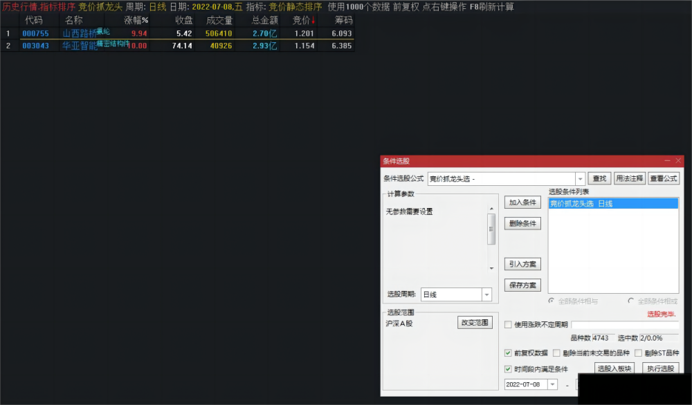 【通达信】竞价静态排序+竞价抓龙头指标公式{副图排序/选股} 【通达信】竞价静态排序+竞价抓龙头指标公式{副图排序/选股}