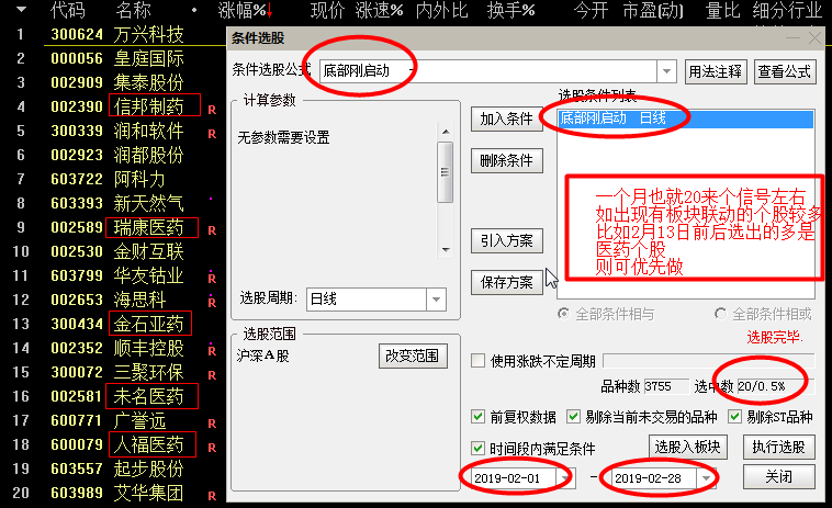 【底部刚启动】出信号后天天涨不停，专为波段客、上班族量身特制！原创通达信选股公式无未来函数！