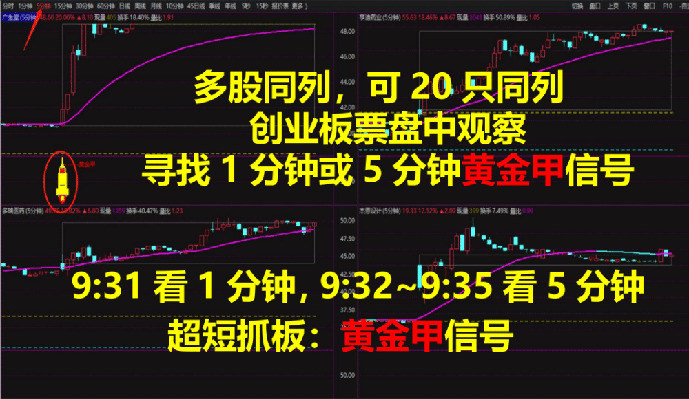 情绪龙战法系统指标-黄金甲指标分钟信号等指标公式套装软件版