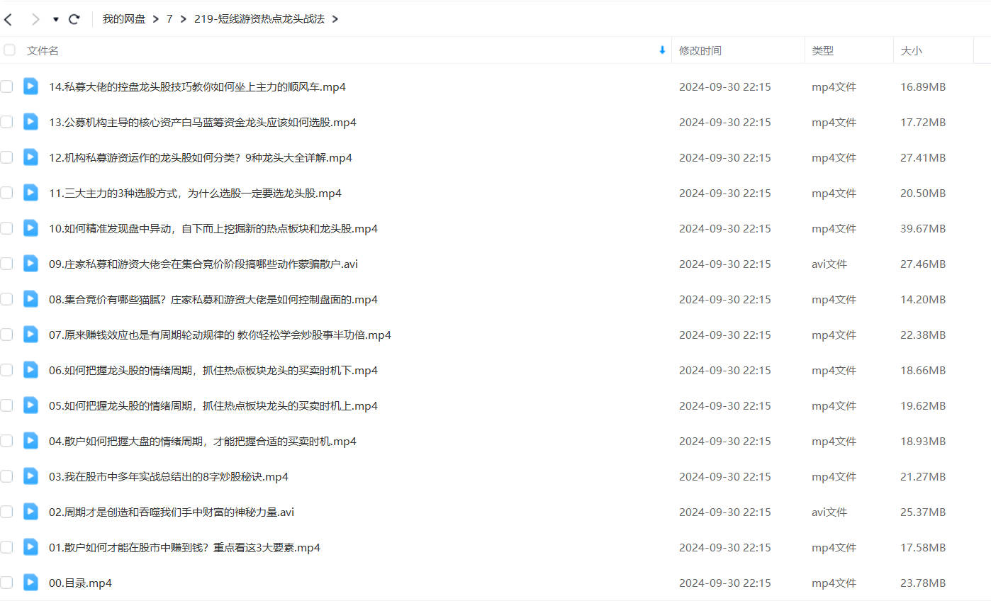 短线游资实战训练营，短线游资热点龙头战法-共40集