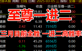 通达信【至尊一进二】竞价指标高胜率，不可多得 但也要注意风险