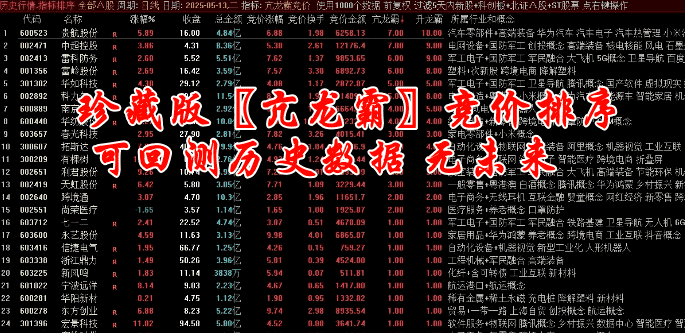 珍藏版〖亢龙霸〗竞价排序 可回测历史数据 无未来