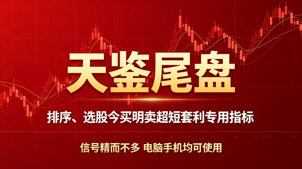【天鉴尾盘】排序、选股今买明卖超短套利专用指标,信号精而不多电脑手机均可使用