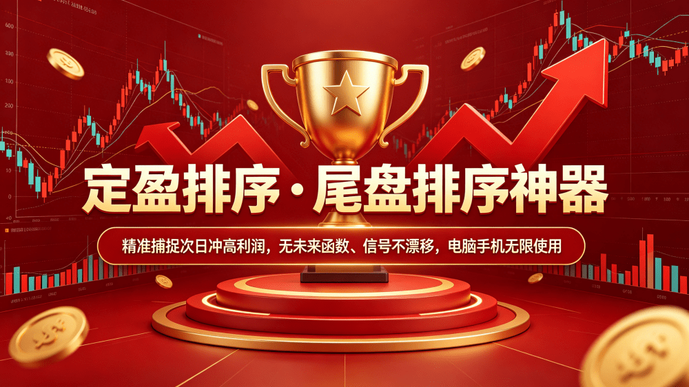 【定盈排序・尾盘排序神器】精准捕捉次日冲高利润,无未来函数、信号不漂移,电脑手机无限制