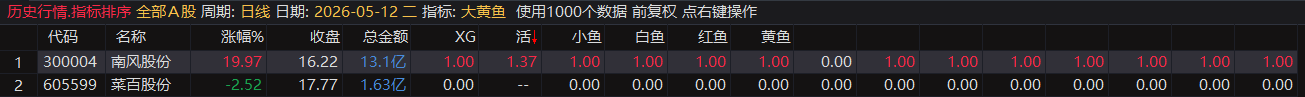 【2025金钻大黄鱼】预警、低吸、排序 捕捉最强拉升段、快速拉升段用黄鱼的形态表现。指标升级加入排序